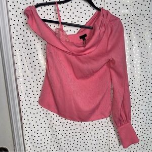 NBD Vibrant Pink Lace-Trimmed Top